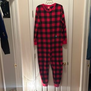 Jammies for your families Plaid Red and Black Women's Pajama Onesie
